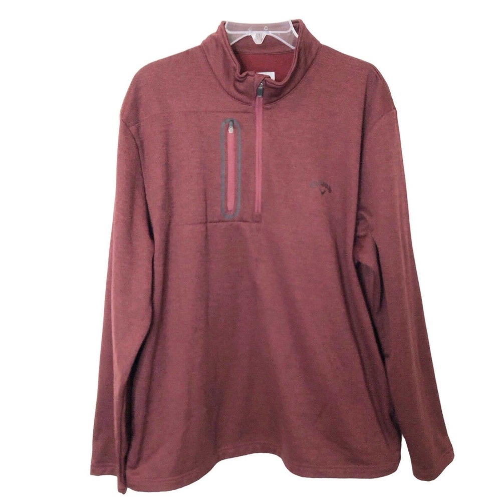 Callaway Men's 1/4 Zip Maroon Long Sleeve Golf Pullover w/Pockets Size XL
